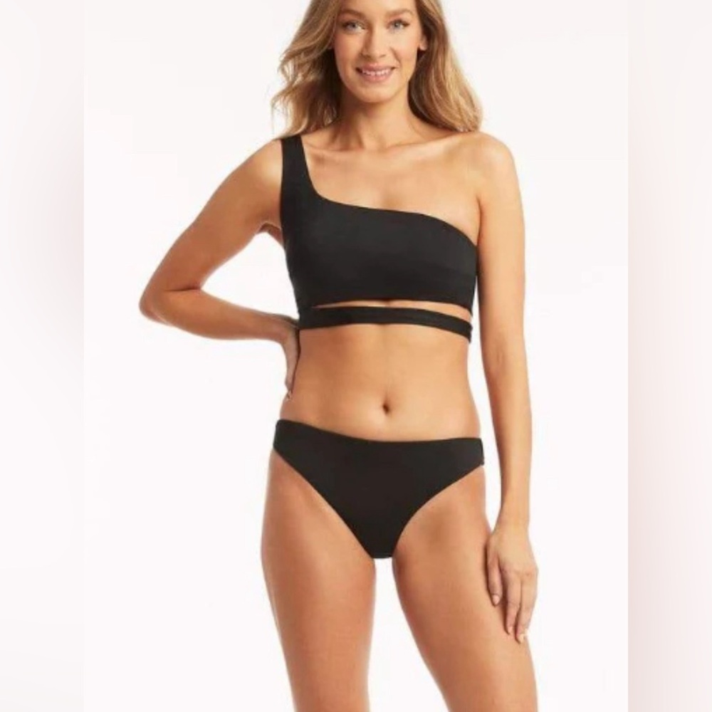 Sea Level Dark Romance One Shoulder Swim Top